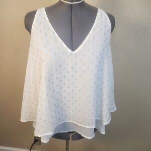 Lane Bryant Gold Metallic On White Layered Sleeveless Blouse 18 (5768)
